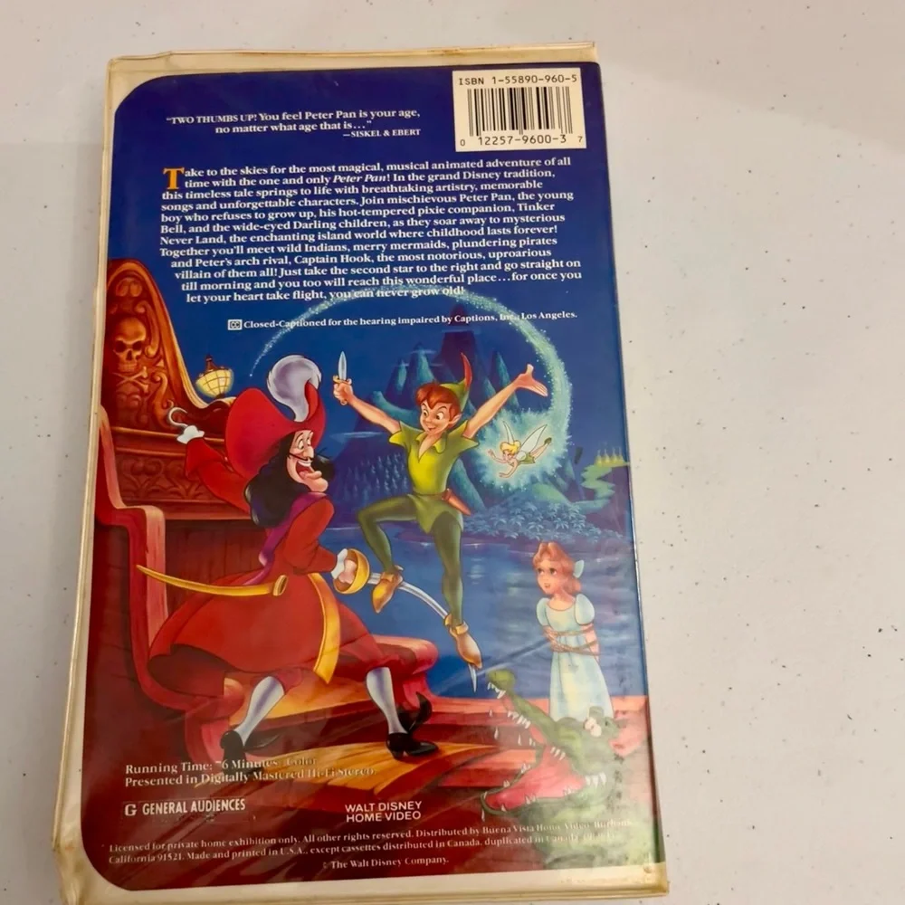 Disney’s Peter Pan Black Diamond The Lion Classics VHS Movie 960